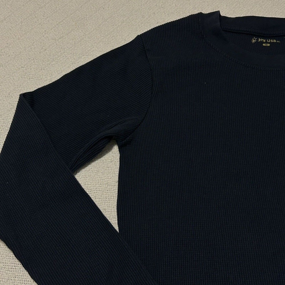 JMR USA Thermal Shirt Mens Medium Navy Blue Waffle Long Sleeve Pullover - Picture 4 of 15